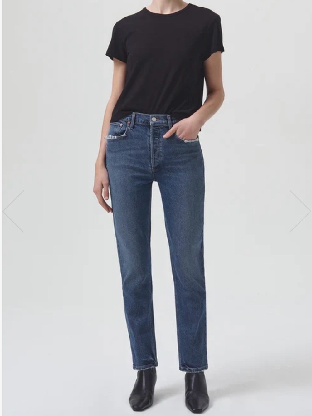 Agolde Riley High Rise Straight Leg Jean in Pose